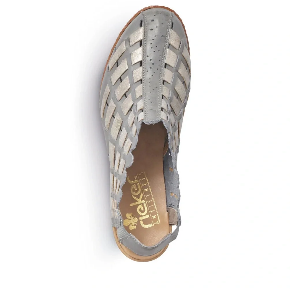 Rieker Sina 78 Woven Leather Anti Stress Closed Toe Slingback Pumps Size 39 NEW - Picture 8 of 8
